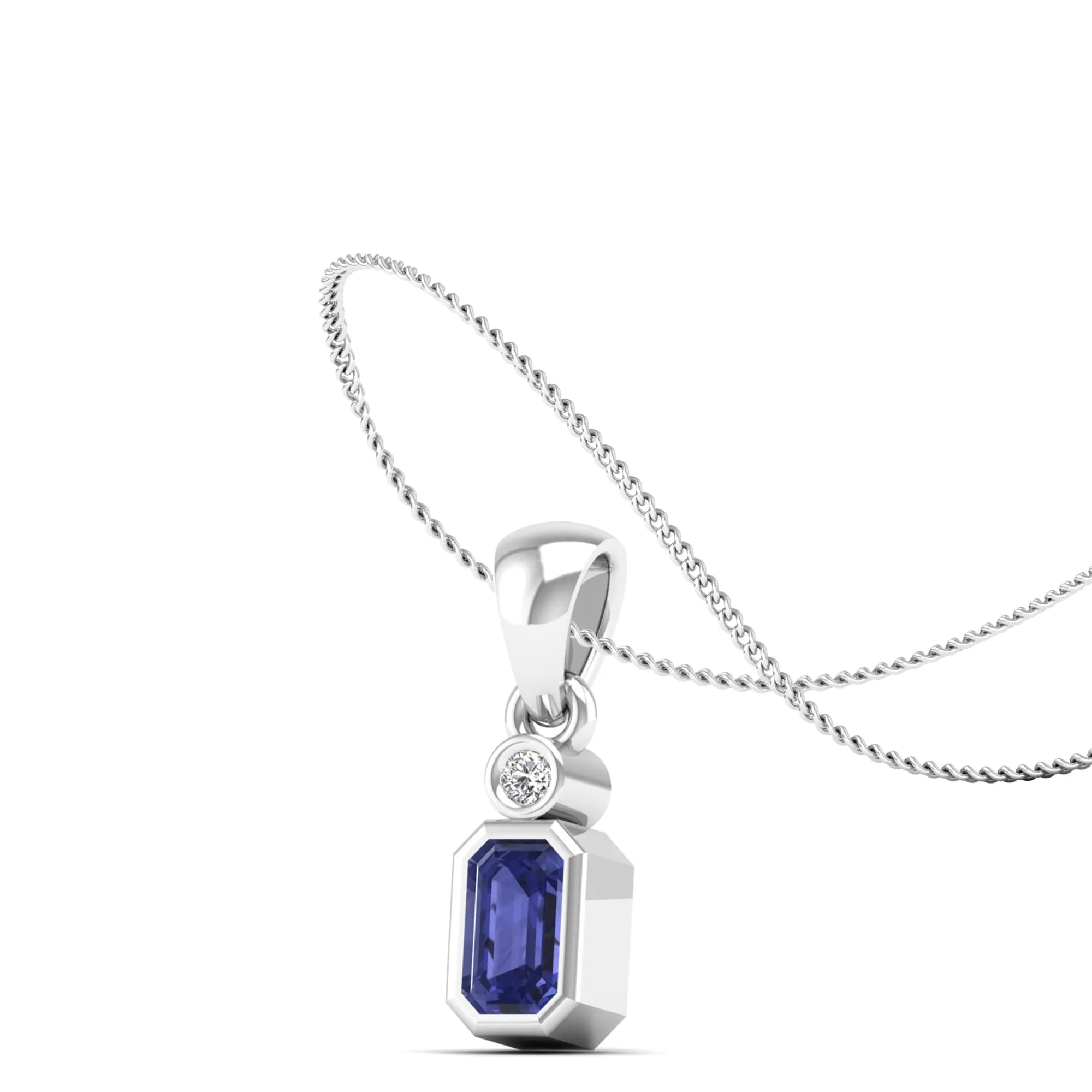 Bezel-Set Tanzanite and Diamond Petite Pendant