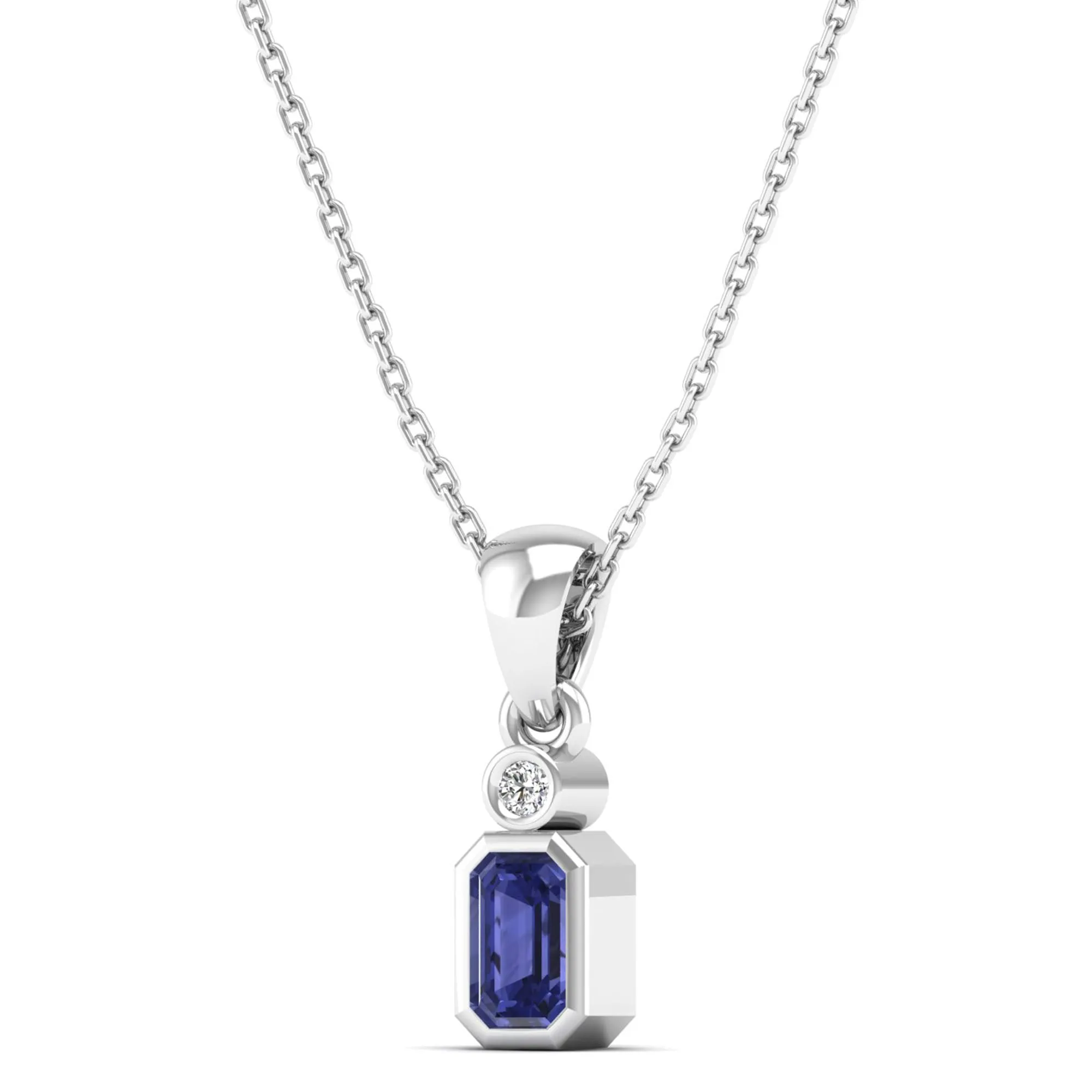 Bezel-Set Tanzanite and Diamond Petite Pendant