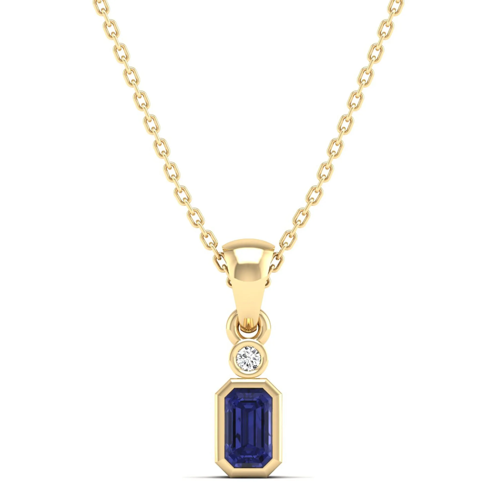 Bezel-Set Tanzanite and Diamond Petite Pendant