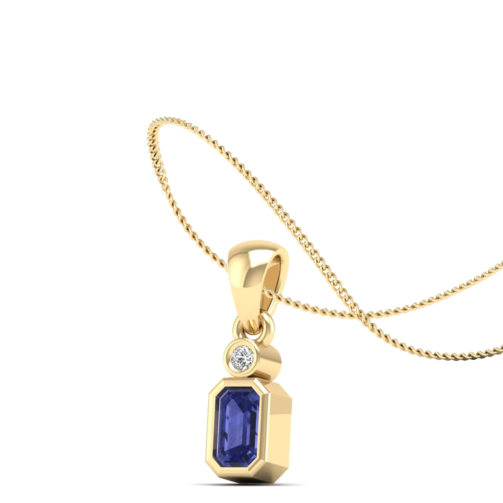 Bezel-Set Tanzanite and Diamond Petite Pendant