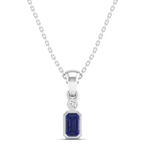 Bezel-Set Tanzanite and Diamond Petite Pendant