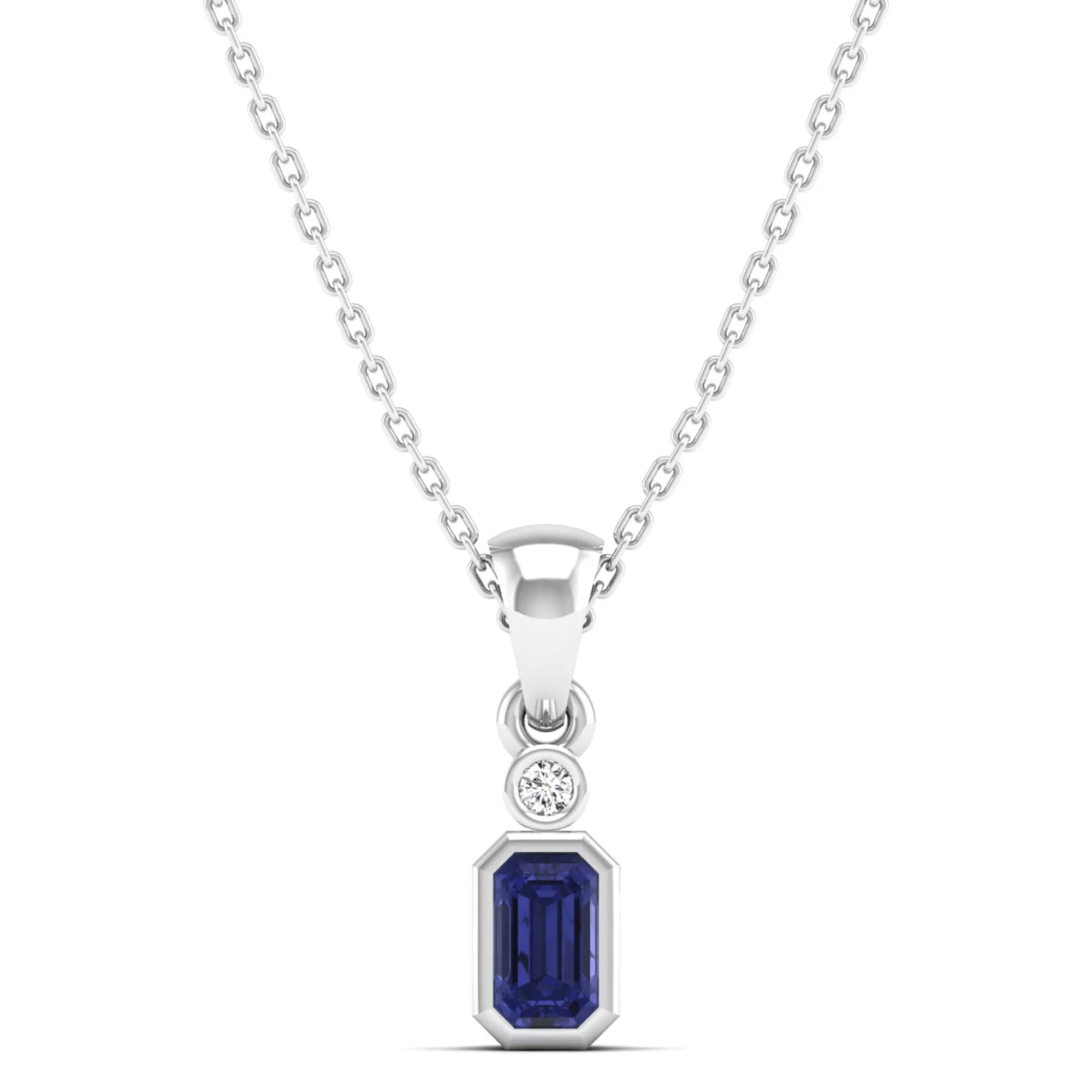 Bezel-Set Tanzanite and Diamond Petite Pendant