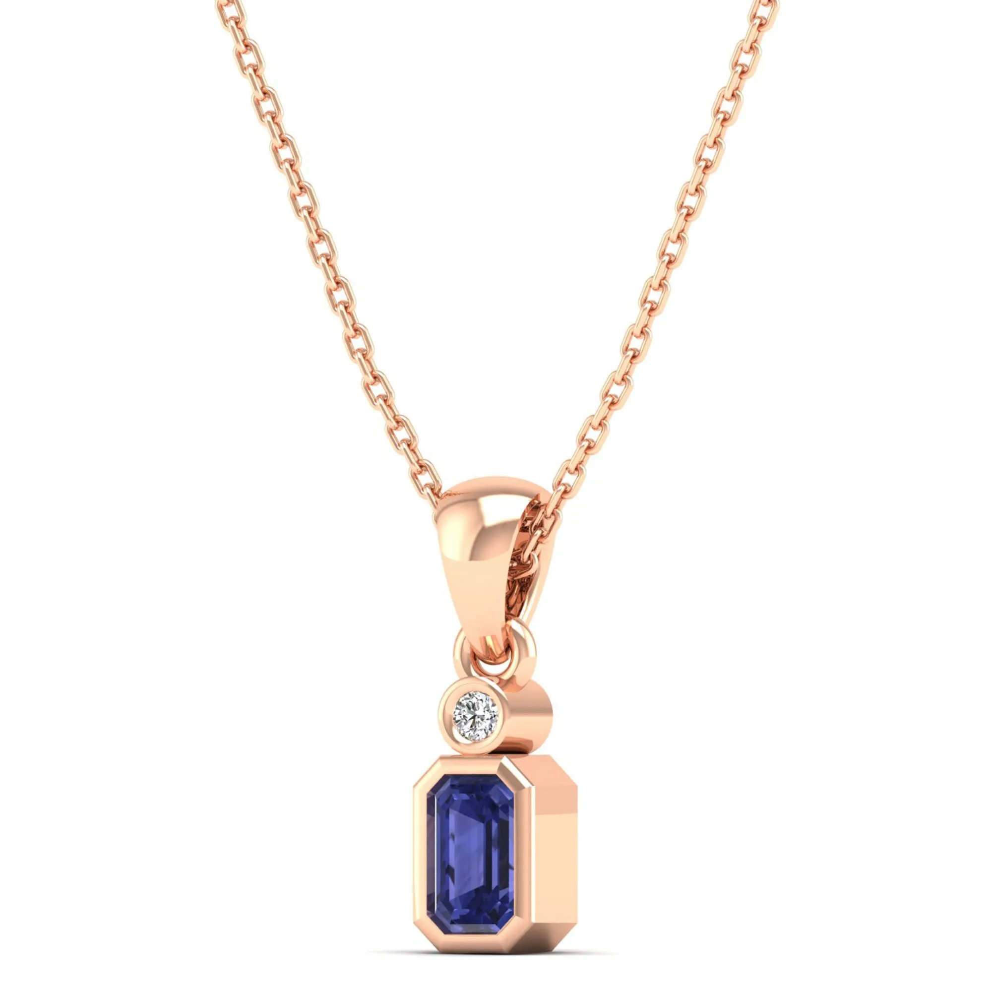 Bezel-Set Tanzanite and Diamond Petite Pendant