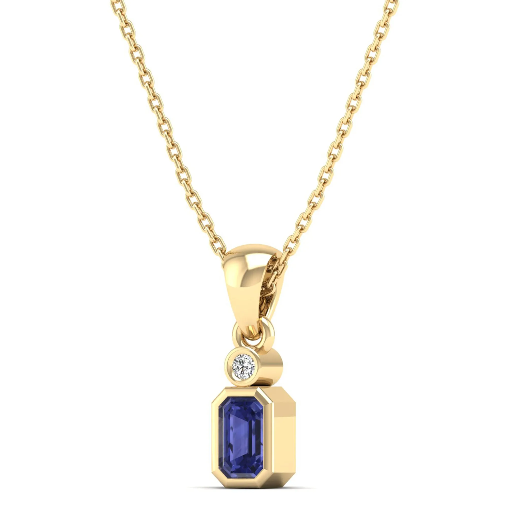 Bezel-Set Tanzanite and Diamond Petite Pendant