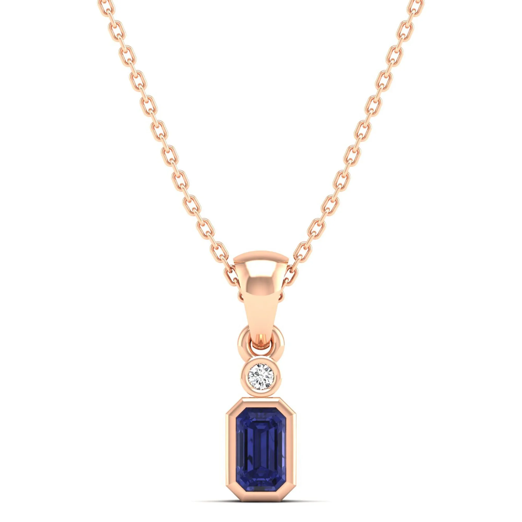 Bezel-Set Tanzanite and Diamond Petite Pendant