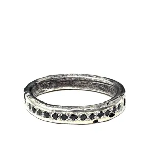 Black Diamond Sterling Silver Rustic Band Ring