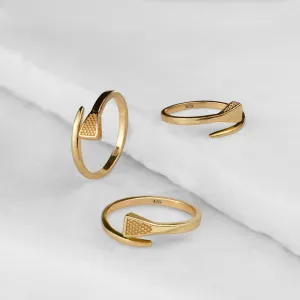 Blacksmith - Stylized Horseshoe Nail Wrap Around Design and 14K Gold on Sterling Silver Ring