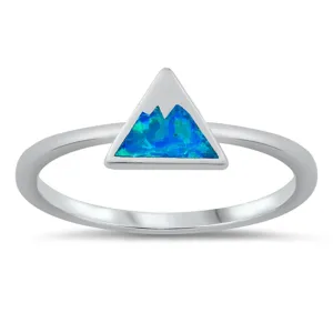 Blue Lab Opal Minimalist Mountain Ring New .925 Sterling Silver Band Sizes 5-10