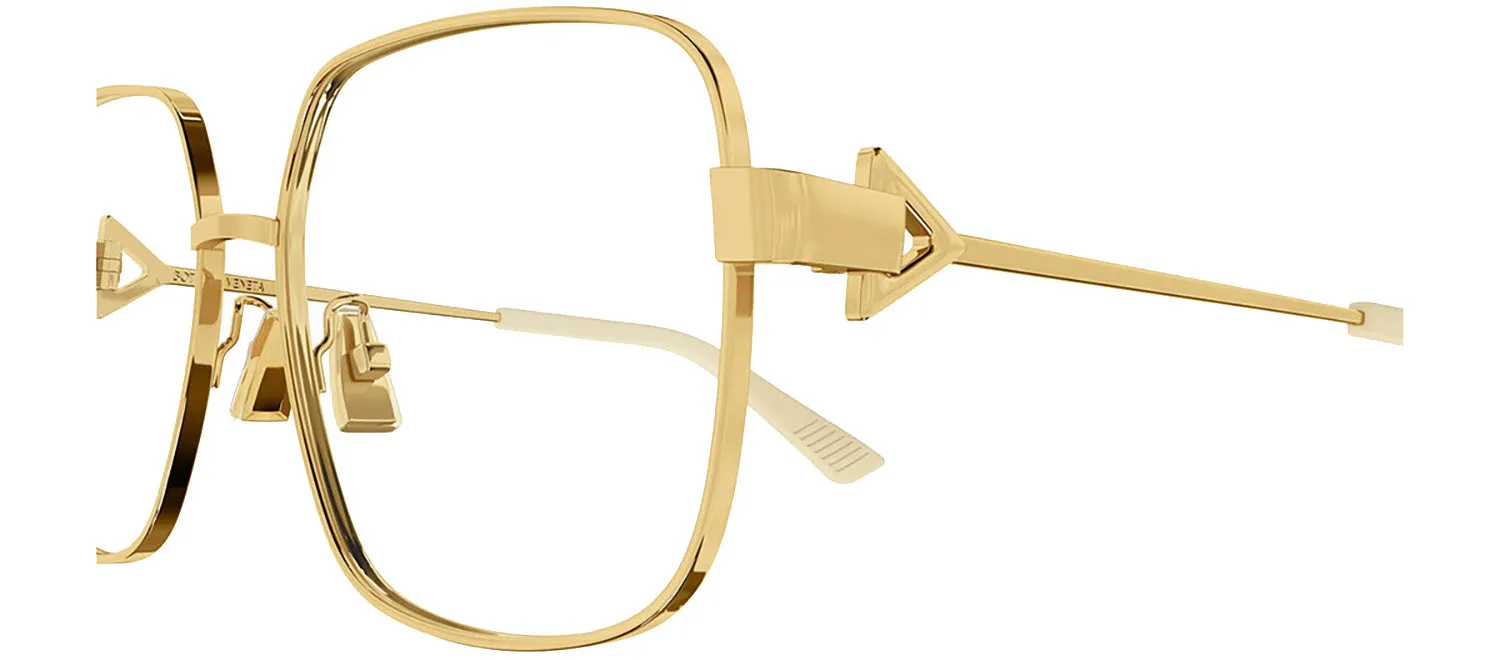 Bottega Veneta NEW CLASSIC BV 1200O 002 Square Metal Gold Eyeglasses with Logo Stamped Demo Lenses