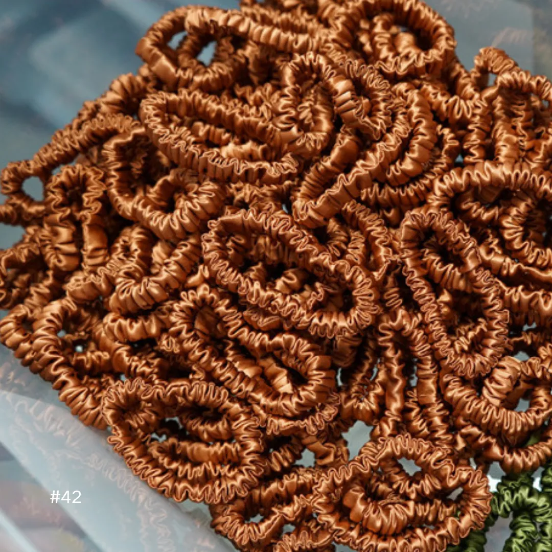 Brownish red silk scrunchies mini