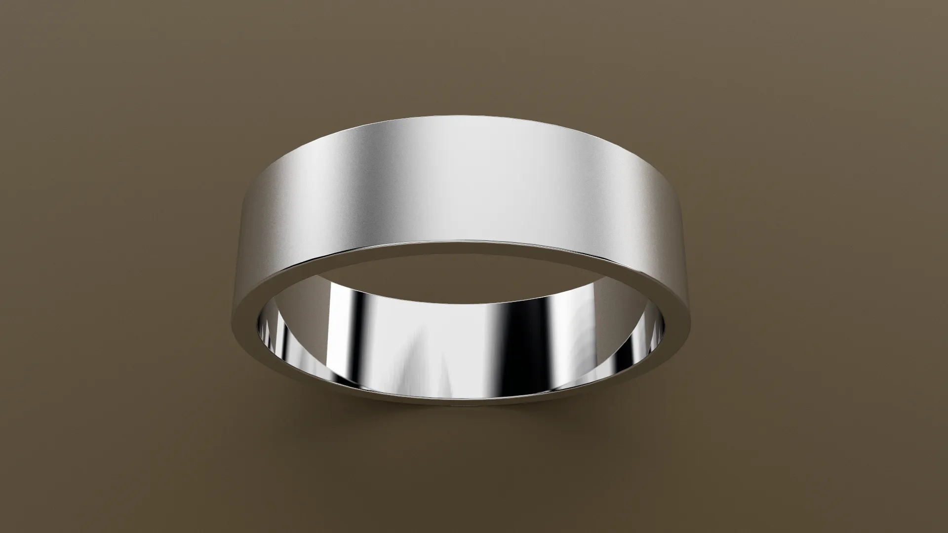 Brushed White Gold 6mm Flat Wedding Band