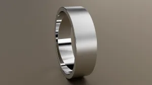 Brushed White Gold 6mm Flat Wedding Band