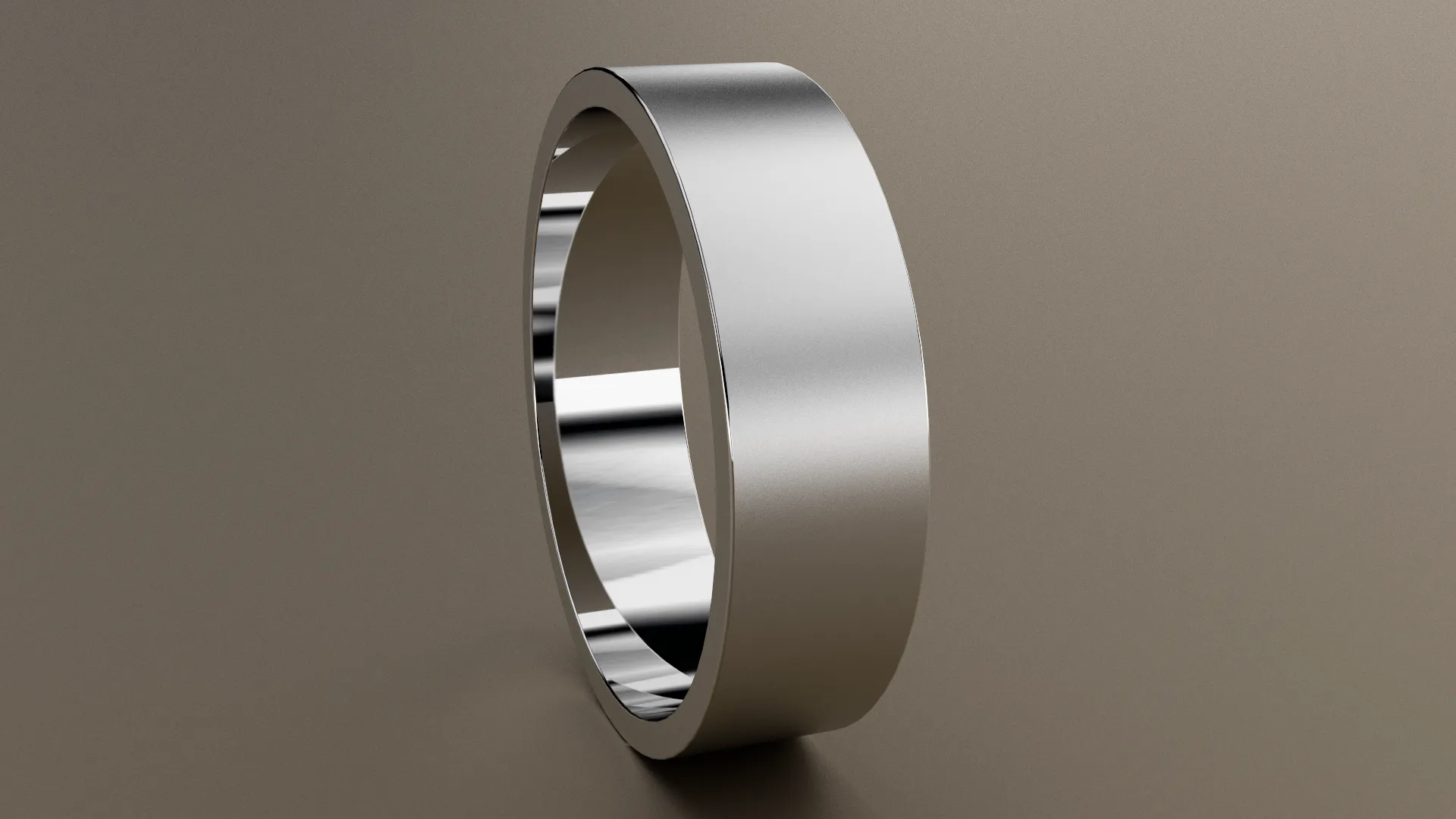 Brushed White Gold 6mm Flat Wedding Band