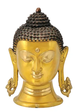 Buddha Head - Brass Statuette