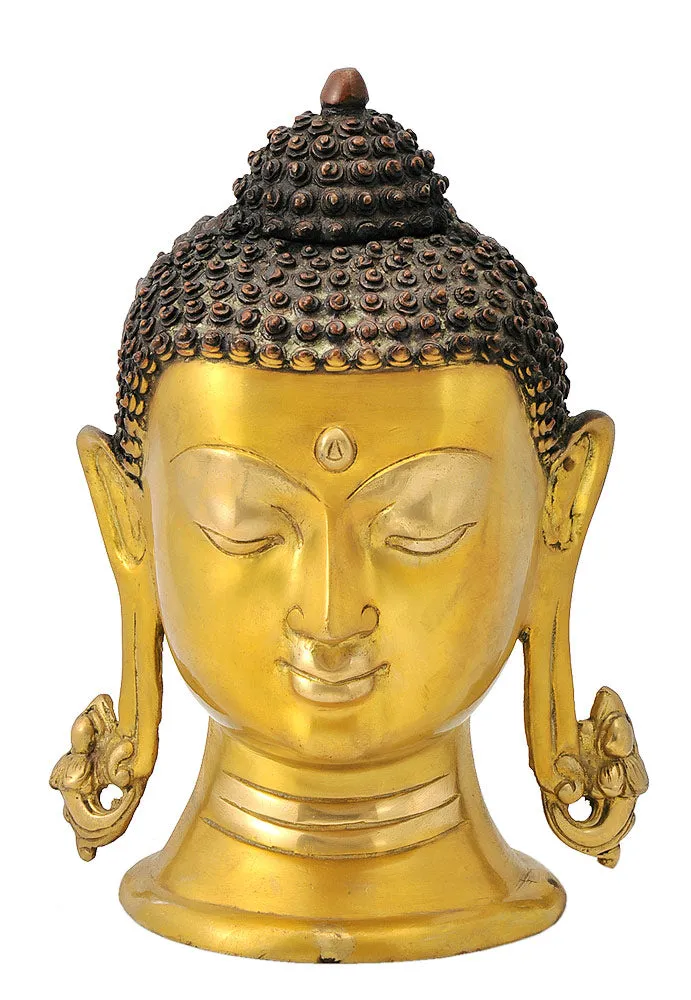 Buddha Head - Brass Statuette