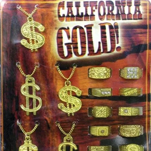 California Gold! Necklaces & Rings in 1 inch Toy Capsules