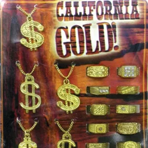 California Gold! Necklaces & Rings in 1 inch Toy Capsules