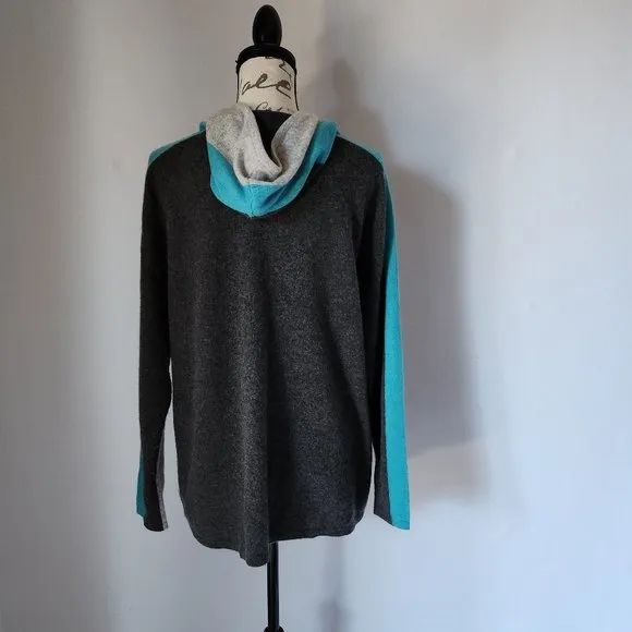 Charter Club Luxury 100% Cashmere Hooded Sweater Color Block