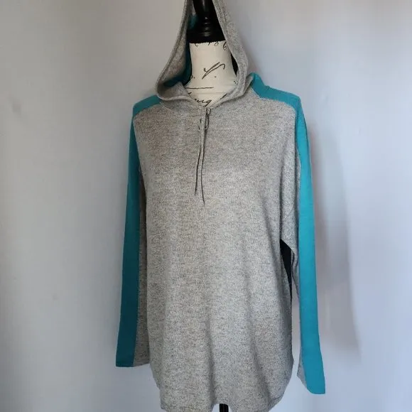 Charter Club Luxury 100% Cashmere Hooded Sweater Color Block