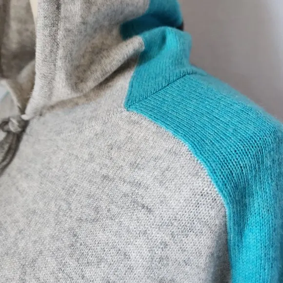 Charter Club Luxury 100% Cashmere Hooded Sweater Color Block