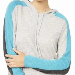 Charter Club Luxury 100% Cashmere Hooded Sweater Color Block