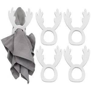 Christmas Reindeer Napkin Rings (Set of 4, White)