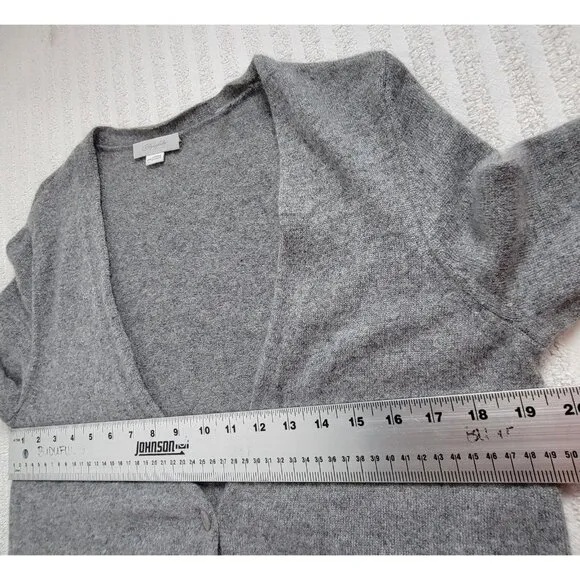 Christopher Fischer Sweater Women Gray Cashmere Knit Button Cardigan Lightweight