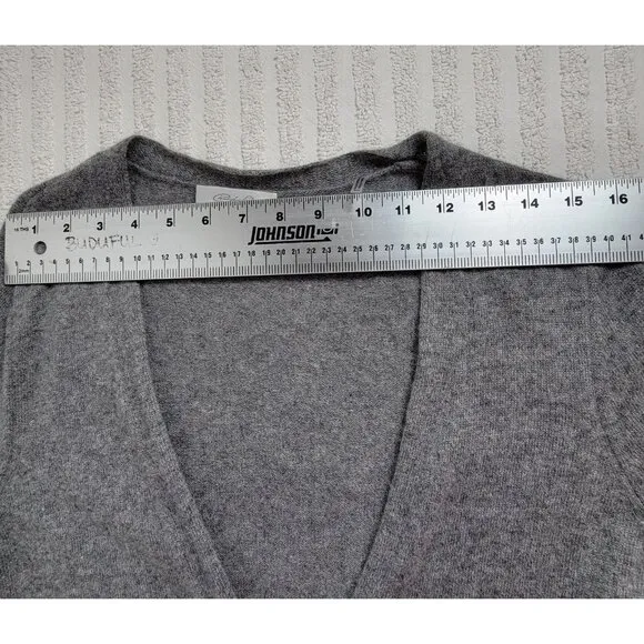 Christopher Fischer Sweater Women Gray Cashmere Knit Button Cardigan Lightweight