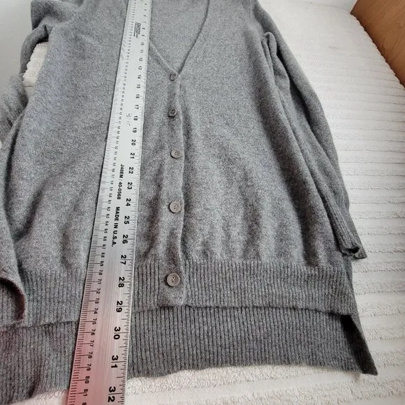 Christopher Fischer Sweater Women Gray Cashmere Knit Button Cardigan Lightweight