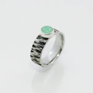 Chrysoprase Ring | Bark texture band