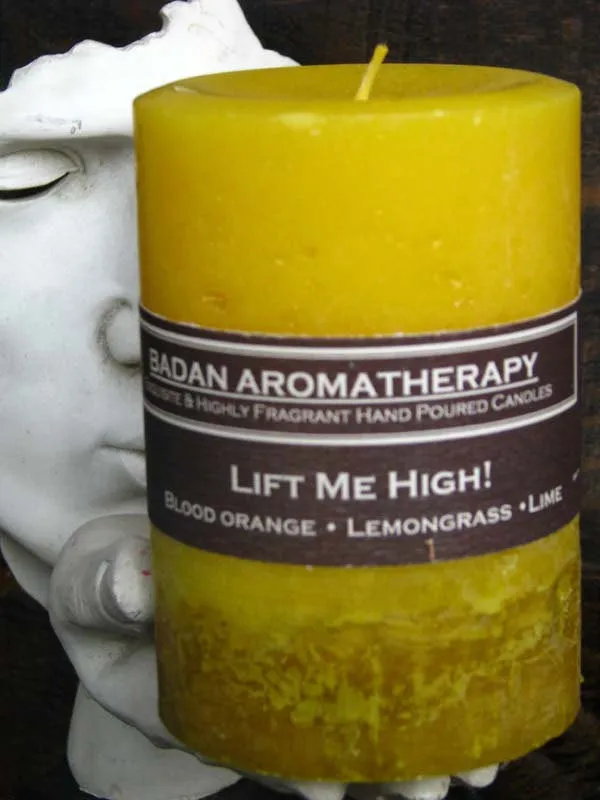 Citrus Lemongrass, Verbena & Blood Orange Essential Oil Candle Fragrant Uplifting Medium 3x4.5 Yellow Candle
