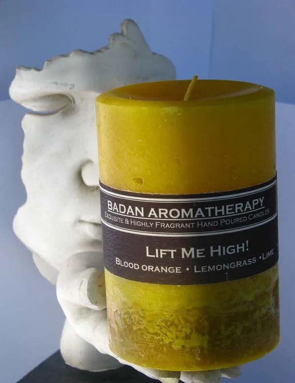 Citrus Lemongrass, Verbena & Blood Orange Essential Oil Candle Fragrant Uplifting Medium 3x4.5 Yellow Candle
