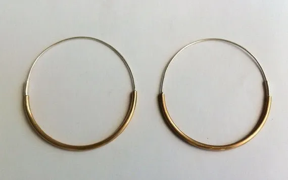 Classically Designed, Simple, Hand-Made Lightweight Large Hoop Earrings - 0056