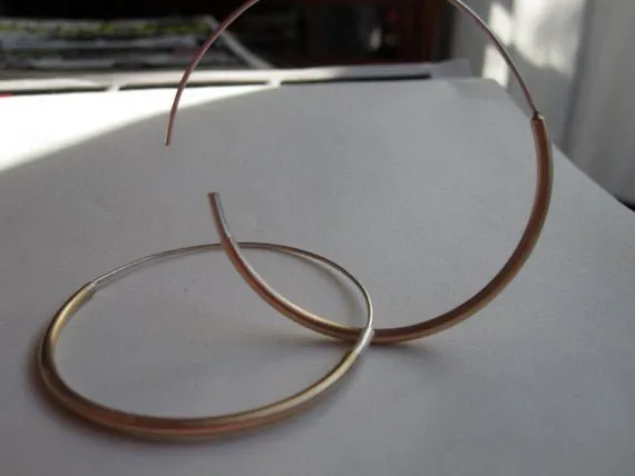 Classically Designed, Simple, Hand-Made Lightweight Large Hoop Earrings - 0056