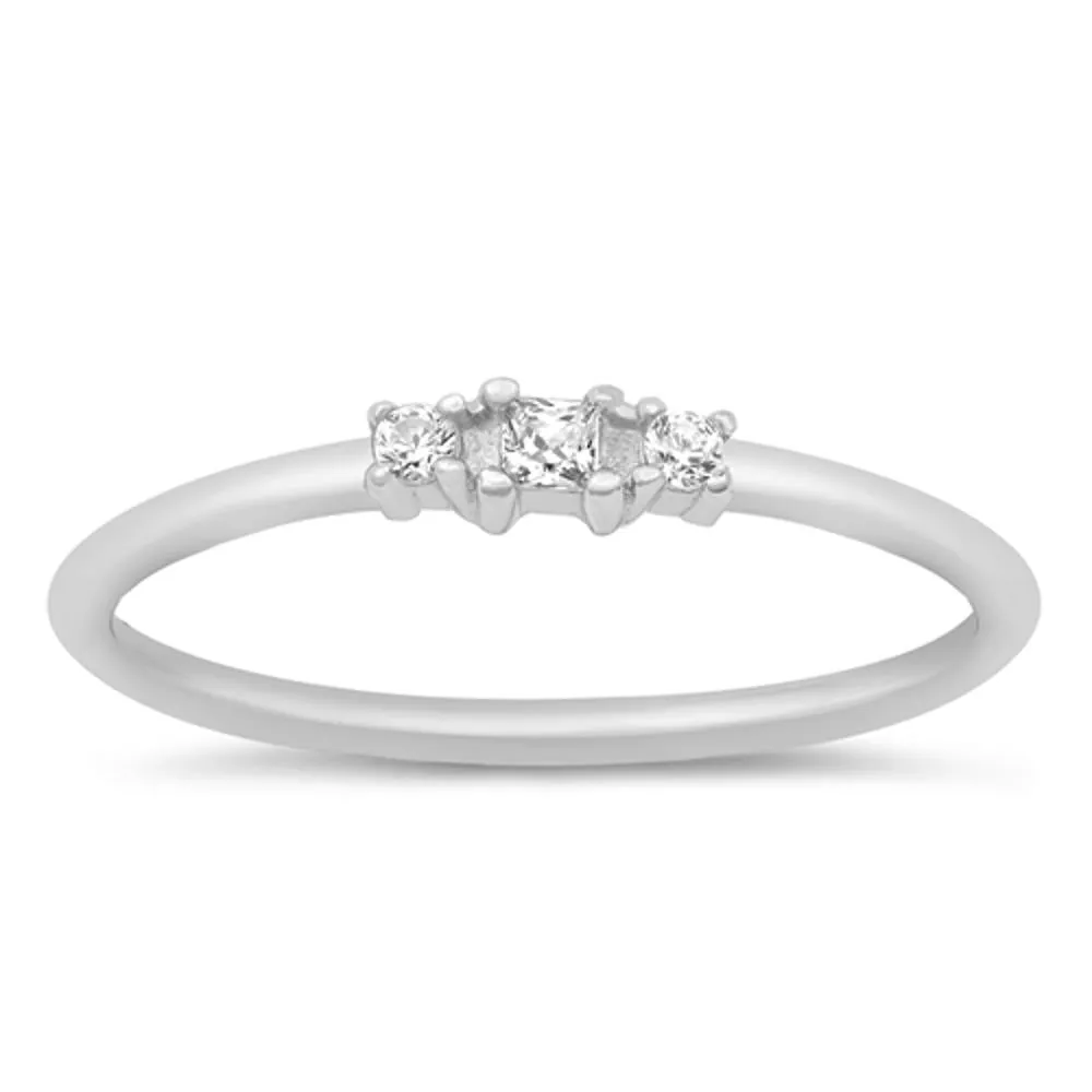 Clear CZ Stacking Promise Ring New .925 Sterling Silver Band Sizes 4-10