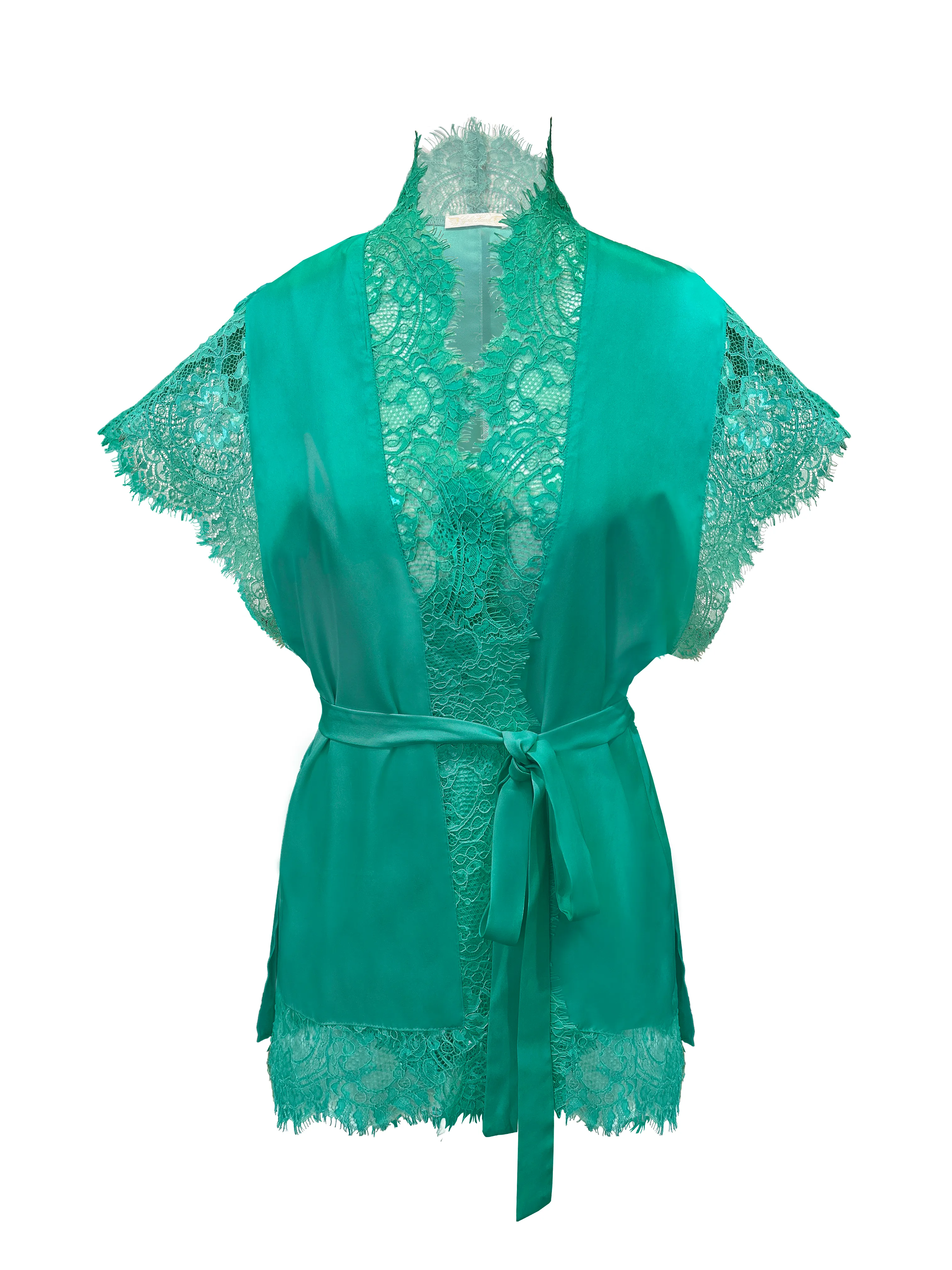 Coco Lace Panel Robe Meadow Green