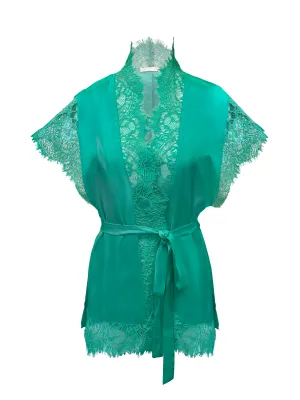 Coco Lace Panel Robe Meadow Green
