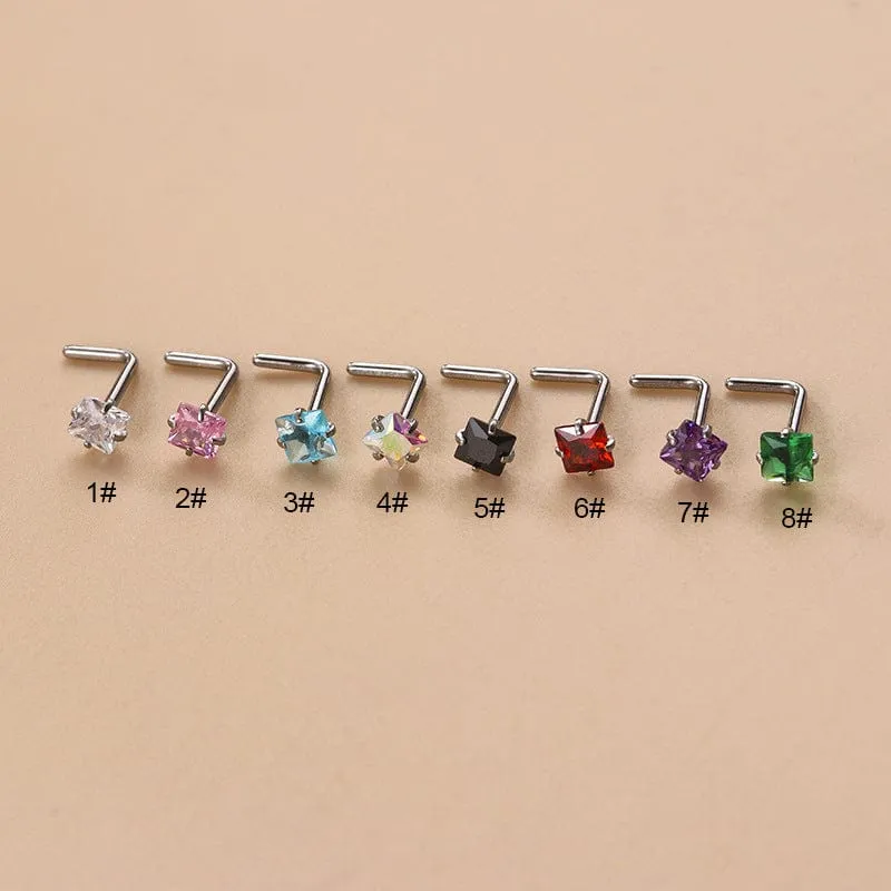 Colorful 3mm CZ Inlaid Stainless Steel Nose Piercing Nose Stud