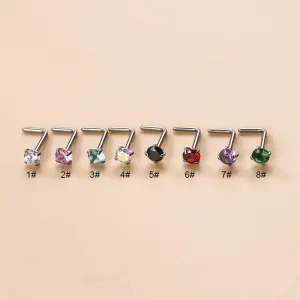 Colorful 3mm CZ Inlaid Stainless Steel Nose Piercing Nose Stud