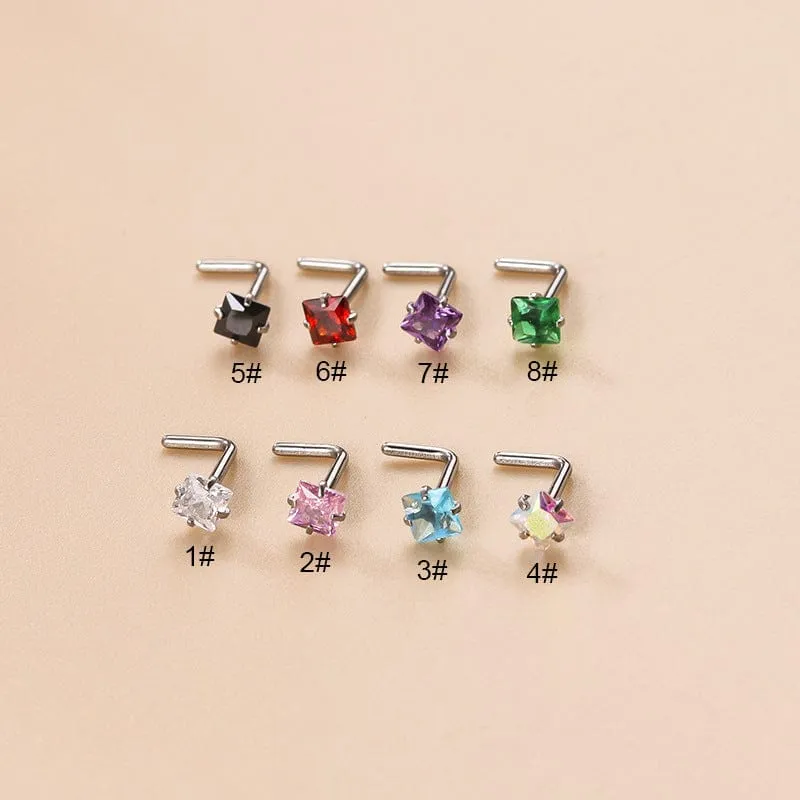 Colorful 3mm CZ Inlaid Stainless Steel Nose Piercing Nose Stud