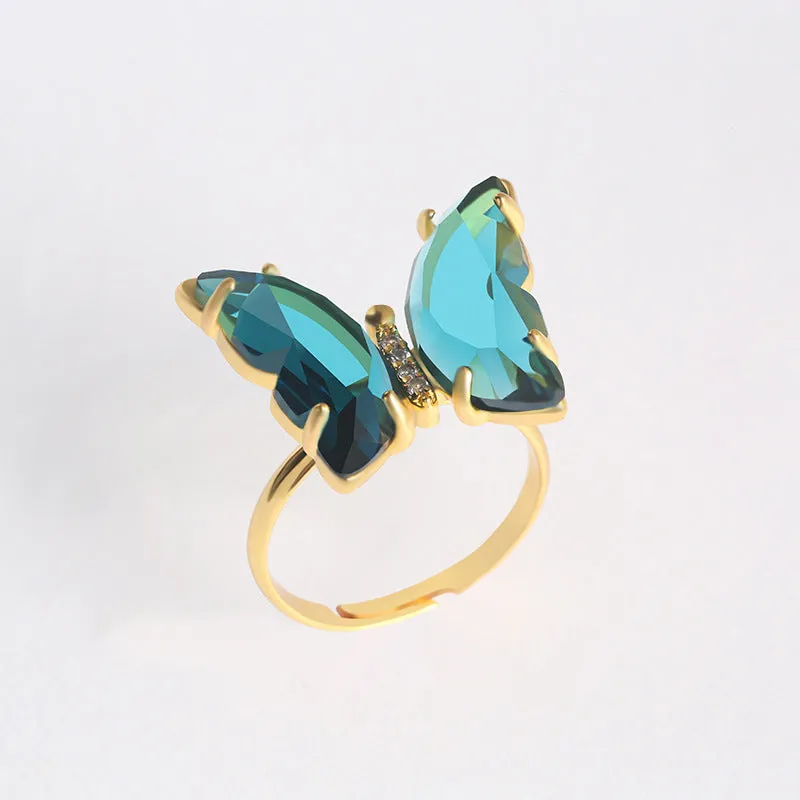 Combo of Mariposa Necklace with Crystal Butterfly Ring