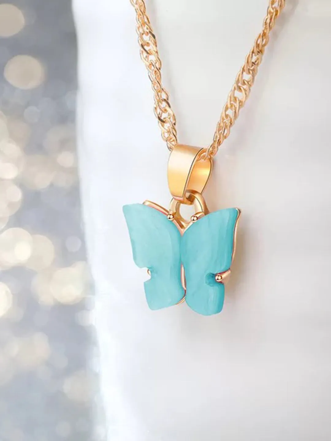 Combo of Mariposa Necklace with Crystal Butterfly Ring