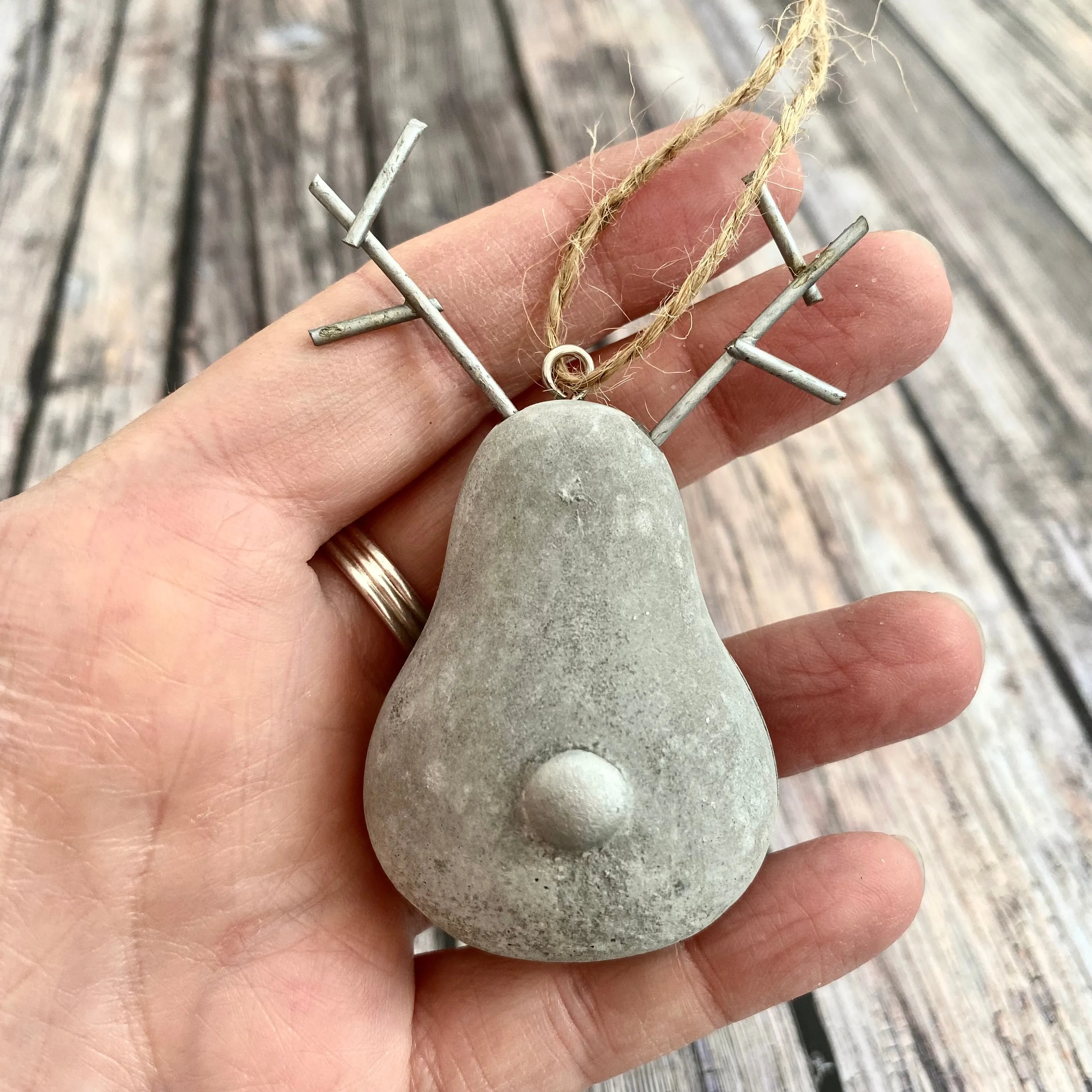 Concrete Reindeer Tree Decoration
