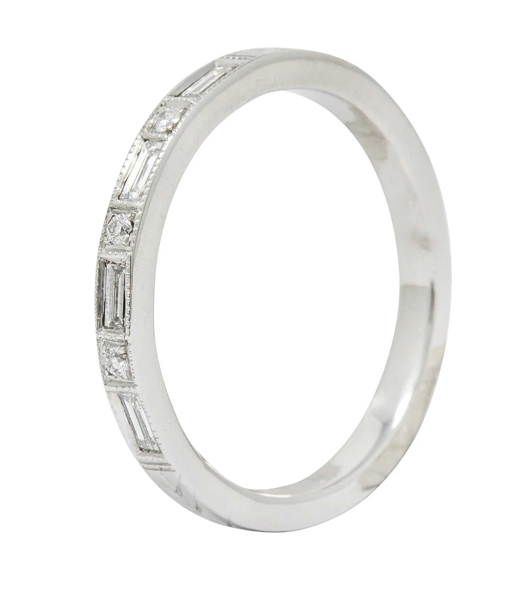 Contemporary 0.50 CTW Diamond 14 Karat Gold Foliate Stacking Band