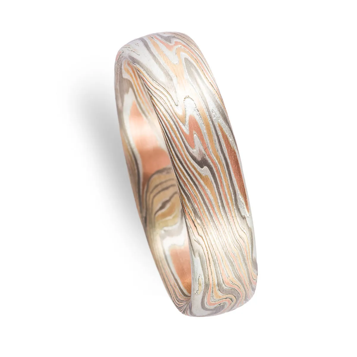 Contrasting Rustic Firestorm Ring Set in Twist Pattern