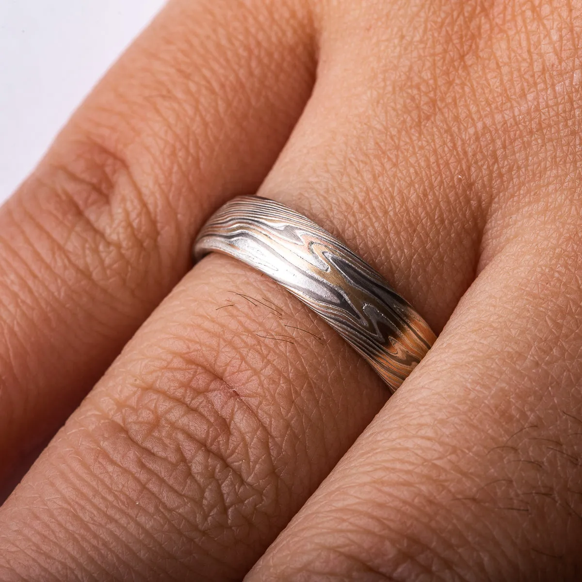 Contrasting Rustic Firestorm Ring Set in Twist Pattern