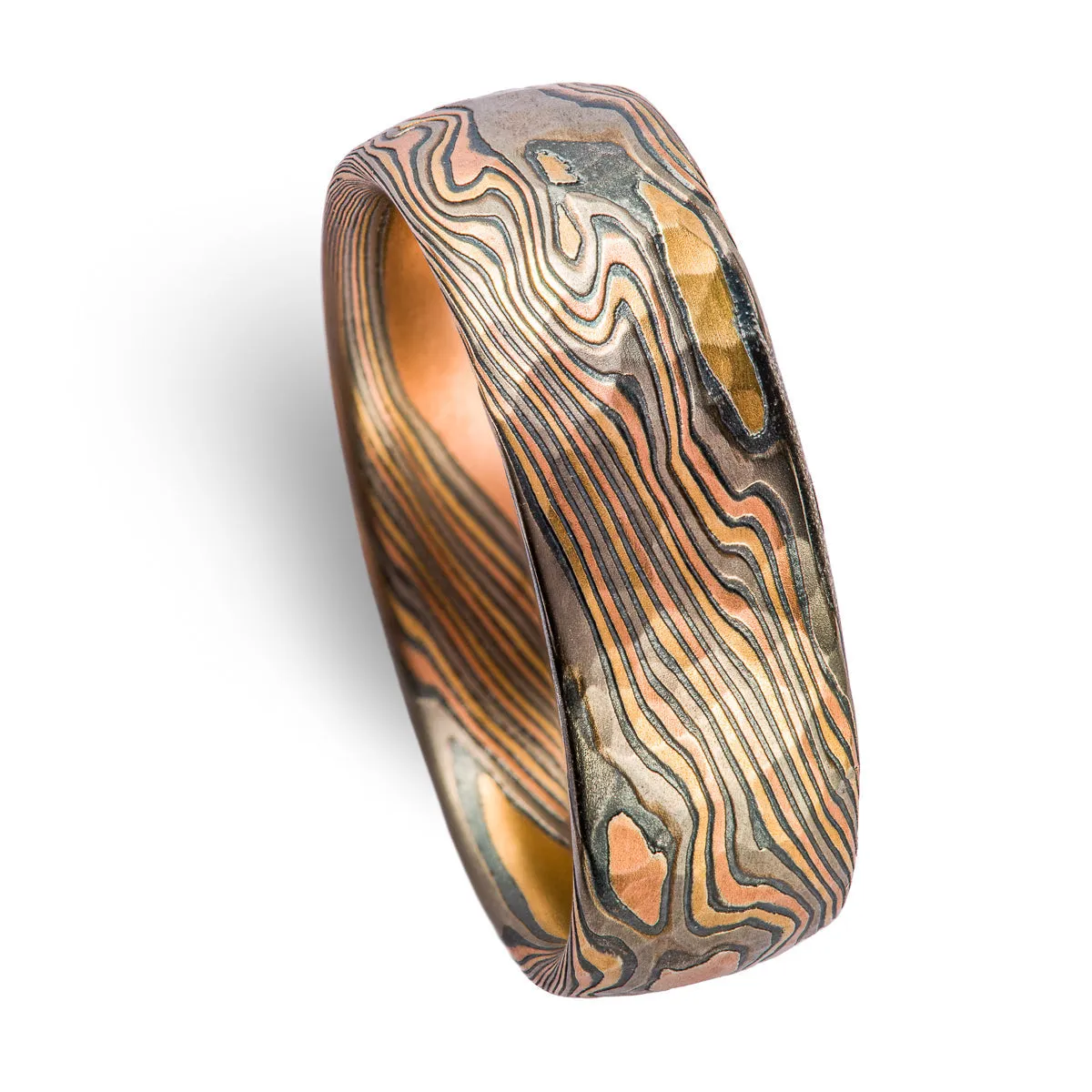 Contrasting Rustic Firestorm Ring Set in Twist Pattern