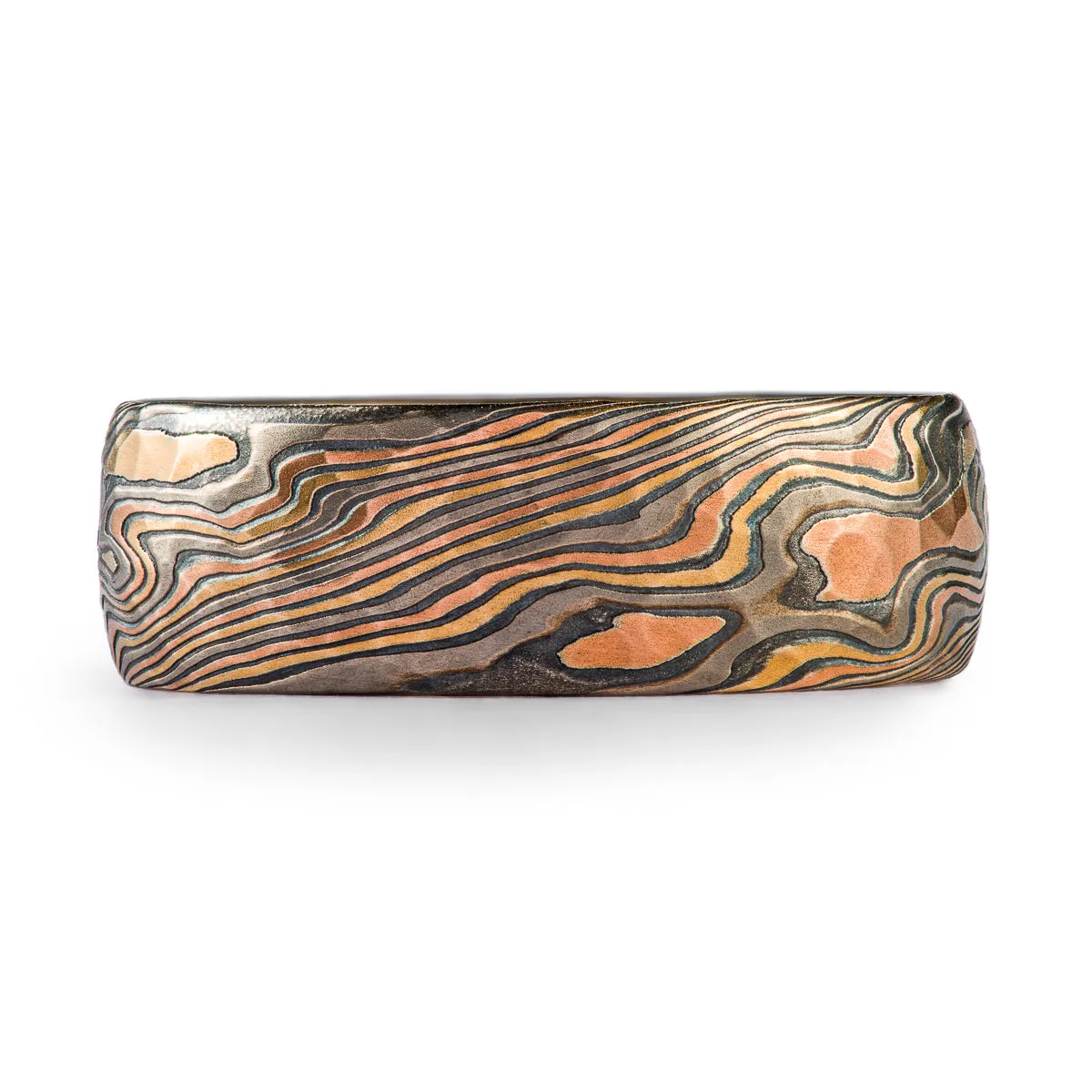 Contrasting Rustic Firestorm Ring Set in Twist Pattern