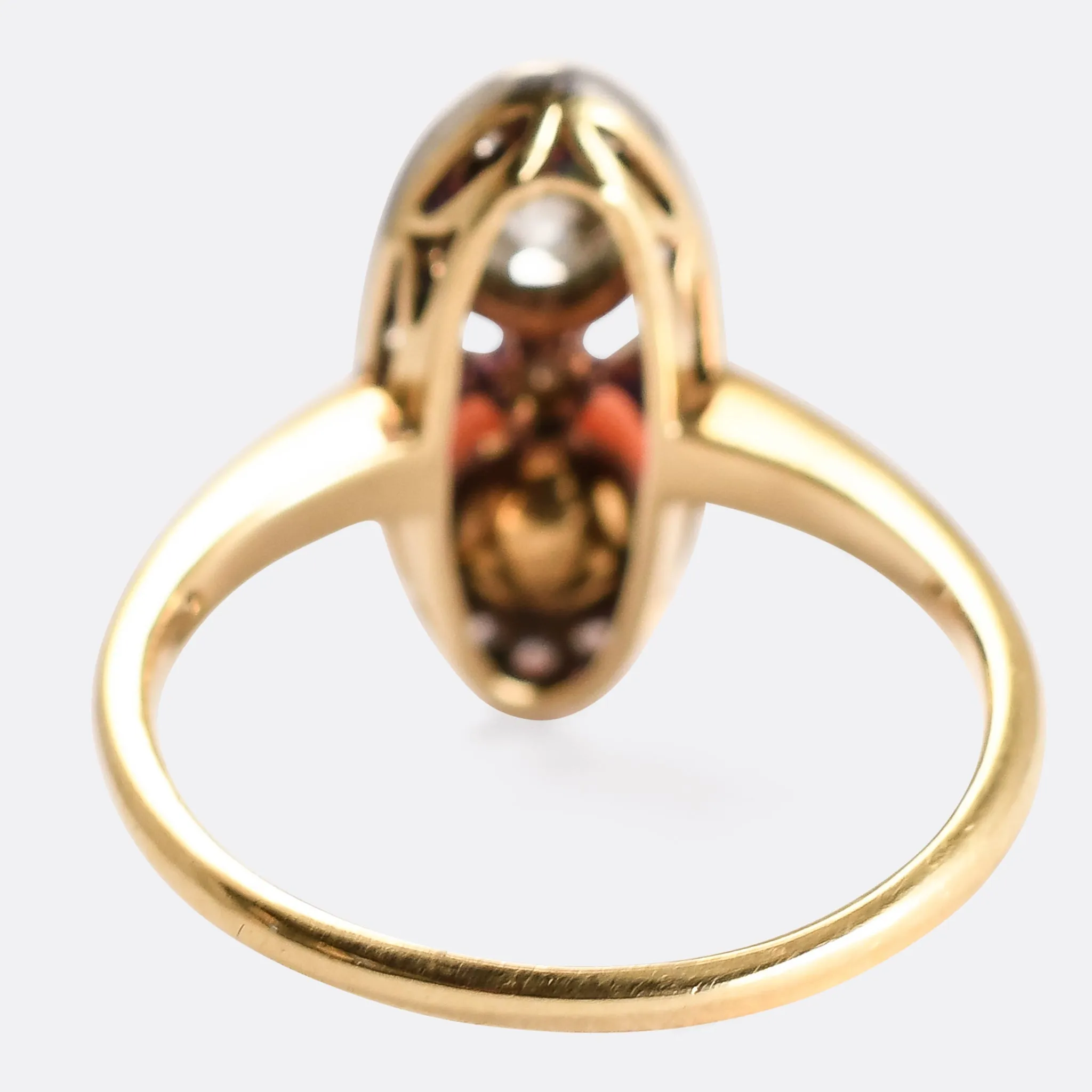 (Copy) Art Deco Coral & Diamond Cluster Ring
