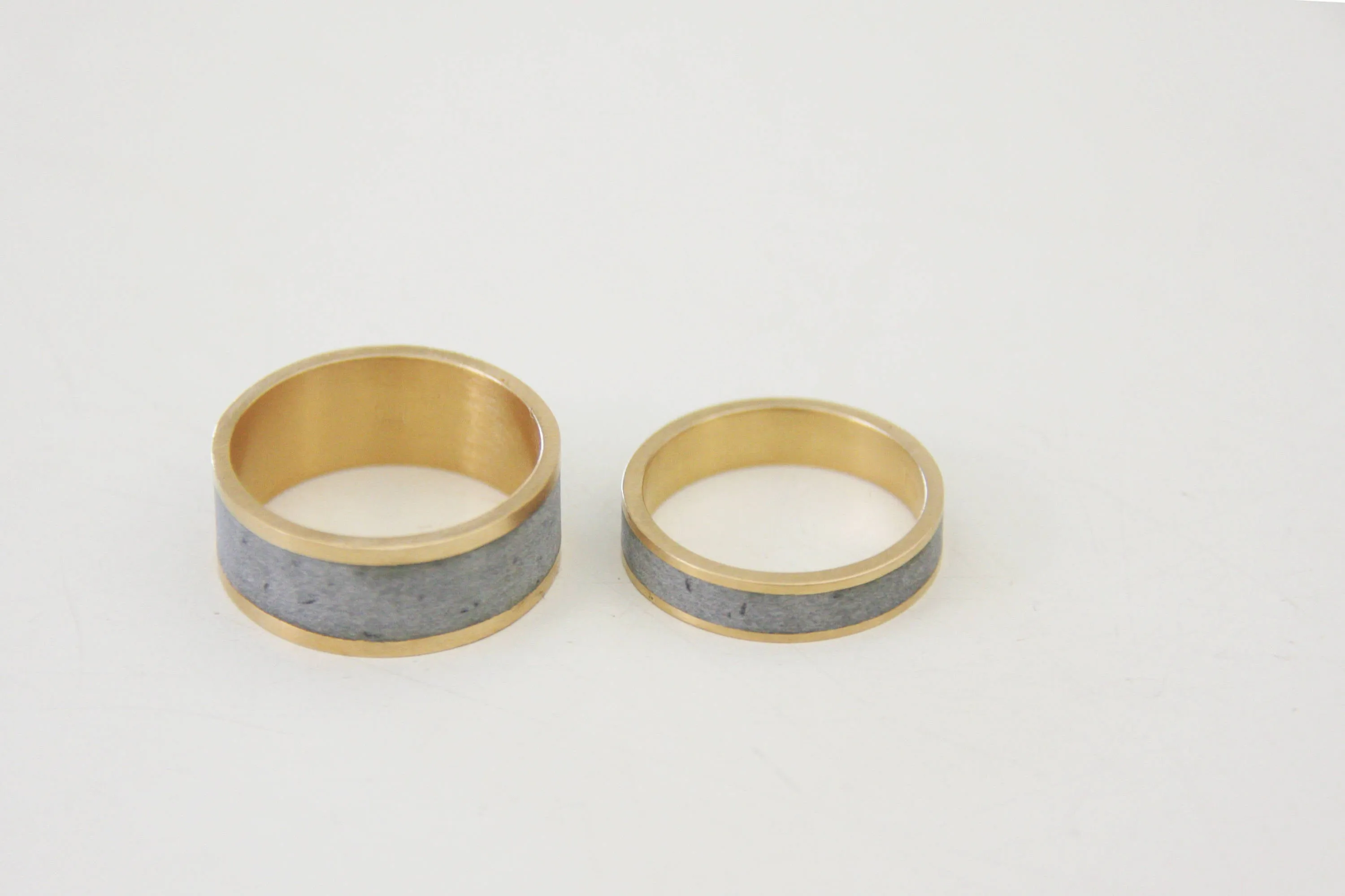 Couples Wedding Gold And Concrete Bands Set
